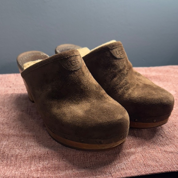UGG Shoes - UGG Abbie espresso suede leather clogs size 8